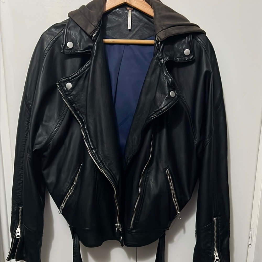 Gently worn Free People Black Vegan Leather Women's Jacket